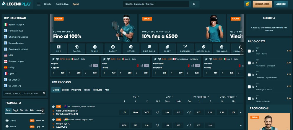 Pagina iniziale di Legend Play